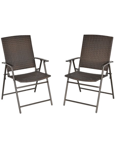Outsunny 2pcs Folding Garden Chair Rattan Bistro Set, Brown 867-070 - pic 55395 | FastDaddyshop