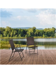 Outsunny 2pcs Folding Garden Chair Rattan Bistro Set, Brown 867-070 2