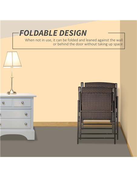 Outsunny 2pcs Folding Garden Chair Rattan Bistro Set with Armrest for Outdoor Steel Frame 867-070 - pic 55400 | FastDaddyshop