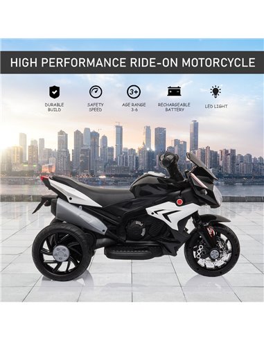 HOMCOM Kids 6V Battery Steel Enforced Motorcycle Ride On Trike Black