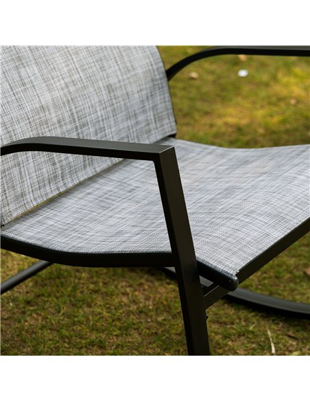 Outsunny Outdoor Patio Bistro Set with 2 Rocking Chairs & Tempered Glass Table, Ideal for Garden, Porch, Poolside, Grey 84B-898 - pic 55420 | FastDaddyshop