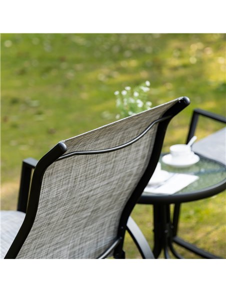 Outsunny Outdoor Patio Bistro Set with 2 Rocking Chairs & Tempered Glass Table, Ideal for Garden, Porch, Poolside, Grey 84B-898 - pic 55421 | FastDaddyshop