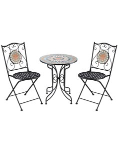 Outsunny 3 Piece Folding Patio Garden Bistro Set, Light Blue 84B-883