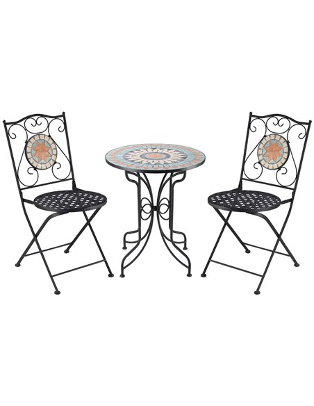 Outsunny 3 Piece Folding Patio Garden Bistro Set, Light Blue 84B-883 - pic 55422 | FastDaddyshop