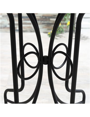 Outsunny 3 Piece Garden Bistro Set, Folding Patio Chairs and Mosaic Round Tabletop for Outdoor, Metal, Balcony, Poolside, Light 