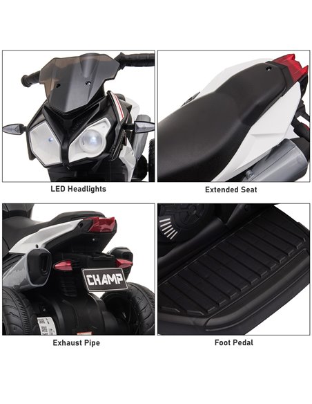 HOMCOM Kids 6V Battery Steel Enforced Motorcycle Ride On Trike Black - pic 5543 | FastDaddyshop
