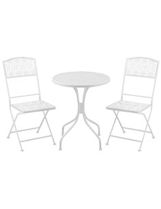 Outsunny Bistro Set for 2, Metal Folding Chairs with Round Table, White 84B-838