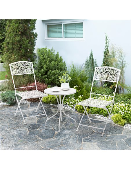 Outsunny Bistro Set for 2, Metal Folding Chairs with Round Table, White 84B-838 - pic 55432 | FastDaddyshop
