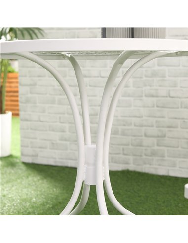 Outsunny Bistro Set for 2, Metal Folding Chairs with Round Table, White, Ideal for Balcony & Outdoor Indoor Use. 84B-838