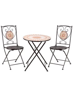 Outsunny 3 Piece Mosaic Bistro Set, 2 Folding Chairs & 1 Round Table, Yellow 84B-871