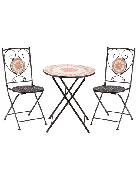 Outsunny 3 Piece Mosaic Bistro Set, 2 Folding Chairs & 1 Round Table, Yellow 84B-871 - pic 55449 | FastDaddyshop