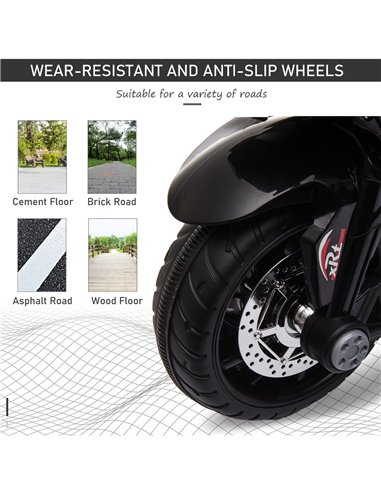 HOMCOM Kids 6V Battery Steel Enforced Motorcycle Ride On Trike Black