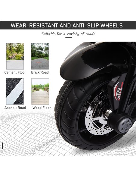 HOMCOM Kids 6V Battery Steel Enforced Motorcycle Ride On Trike Black - pic 5545 | FastDaddyshop