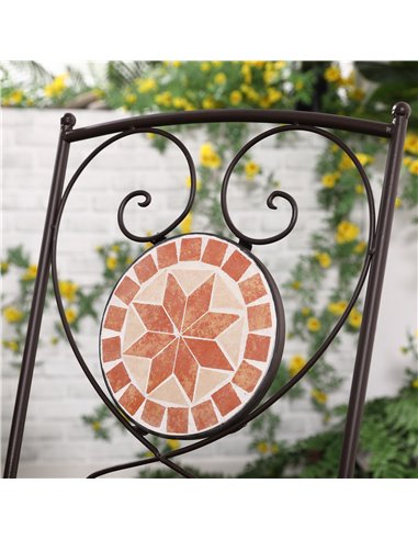 Outsunny 3 Piece Mosaic Bistro Set, 2 Folding Chairs & 1 Round Table Outdoor Furniture for Outdoor, Balcony, Poolside, Yellow 84