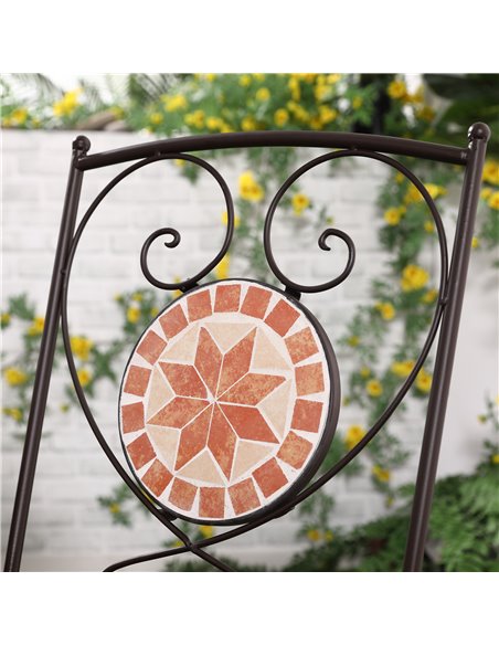 Outsunny 3 Piece Mosaic Bistro Set, 2 Folding Chairs & 1 Round Table Outdoor Furniture for Outdoor, Balcony, Poolside, Yellow 84 - pic 55455 | FastDaddyshop