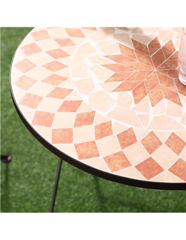 Outsunny 3 Piece Mosaic Bistro Set, 2 Folding Chairs & 1 Round Table Outdoor Furniture for Outdoor, Balcony, Poolside, Yellow 84