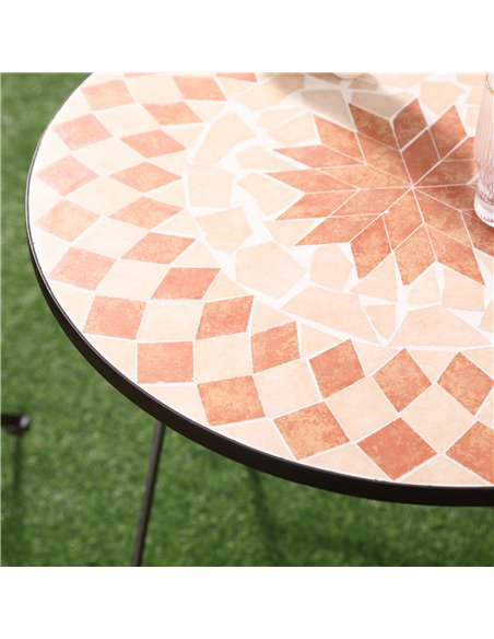 Outsunny 3 Piece Mosaic Bistro Set, 2 Folding Chairs & 1 Round Table Outdoor Furniture for Outdoor, Balcony, Poolside, Yellow 84 - pic 55456 | FastDaddyshop