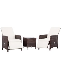 Outsunny 3 Pieces Rattan Bistro Set Balcony Furniture, Mixed Brown 863-143V70MB