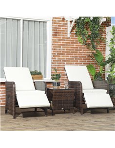 Outsunny 3 Pieces Rattan Bistro Set Balcony Furniture, Mixed Brown 863-143V70MB 2