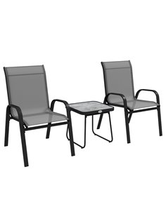 Outsunny 3 Pieces Outdoor Bistro Set, Light Grey 84G-029V00LG