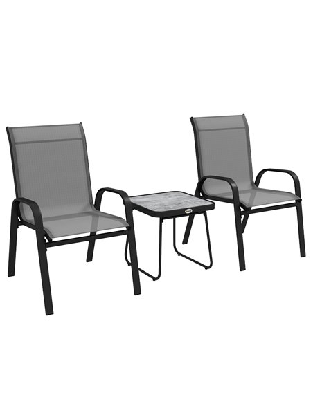 Outsunny 3 Pieces Outdoor Bistro Set, Light Grey 84G-029V00LG - pic 55521 | FastDaddyshop