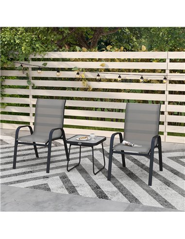 Outsunny 3 Pieces Outdoor Bistro Set, Light Grey 84G-029V00LG