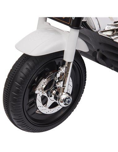 HOMCOM Kids 6V Battery PP Motorcycle Ride On Trike w/ Lights Music Horn 18 - 36 Months White