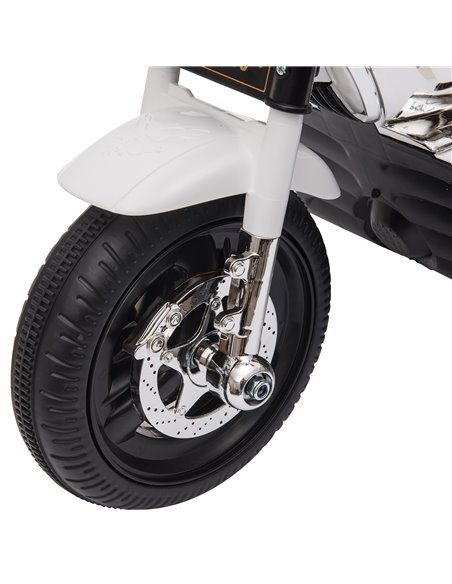 HOMCOM Kids 6V Battery PP Motorcycle Ride On Trike w/ Lights Music Horn 18 - 36 Months White - pic 5553 | FastDaddyshop