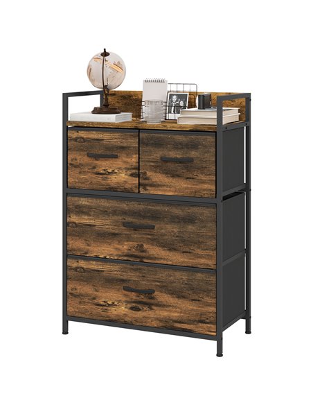 HOMCOM Bedroom Chest of Drawers, 4 Drawer Dresser, Rustic Brown 831-760V00RB - pic 55539 | FastDaddyshop