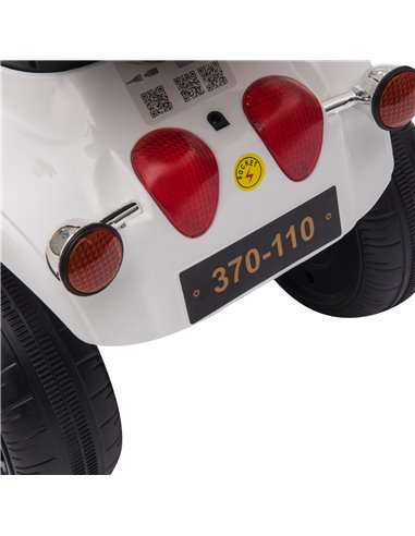 HOMCOM Kids 6V Battery PP Motorcycle Ride On Trike w/ Lights Music Horn 18 - 36 Months White