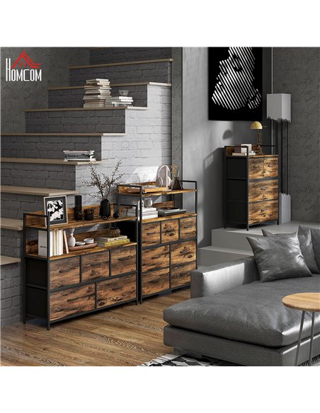 HOMCOM Bedroom Chest of Drawers, 4 Drawer Dresser Storage Organiser Unit with Foldable Drawers, Open Shelf and Steel Frame for L - pic 55540 | FastDaddyshop