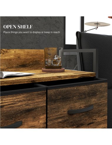 HOMCOM Bedroom Chest of Drawers, 4 Drawer Dresser Storage Organiser Unit with Foldable Drawers, Open Shelf and Steel Frame for L