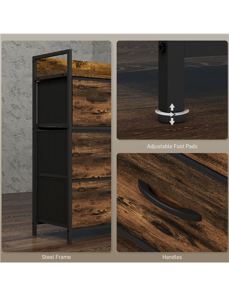 HOMCOM Bedroom Chest of Drawers, 4 Drawer Dresser Storage Organiser Unit with Foldable Drawers, Open Shelf and Steel Frame for L - pic 55545 | FastDaddyshop