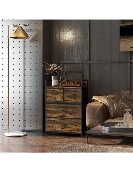 HOMCOM Bedroom Chest of Drawers, 4 Drawer Dresser Storage Organiser Unit with Foldable Drawers, Open Shelf and Steel Frame for L - pic 55547 | FastDaddyshop