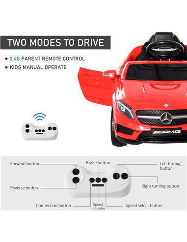 HOMCOM Compatible for 6V Kids Ride On Car Mercedes Benz GLA Licensed Toy toddler with Music Remote Control Rechargeable Headligh