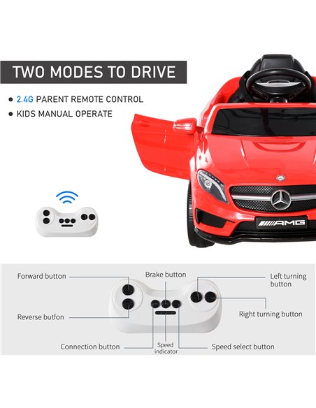 HOMCOM Compatible for 6V Kids Ride On Car Mercedes Benz GLA Licensed Toy toddler with Music Remote Control Rechargeable Headligh - pic 5558 | FastDaddyshop