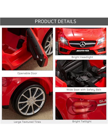 HOMCOM Compatible for 6V Kids Ride On Car Mercedes Benz GLA Licensed Toy toddler with Music Remote Control Rechargeable Headligh