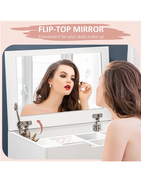 HOMCOM Dressing Table with Flip-up Mirror and Storage Stool, Vanity Table with Drawer and Hidden Compartments for Bedroom, Livin - pic 55605 | FastDaddyshop