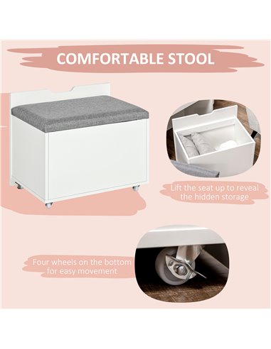 HOMCOM Dressing Table with Flip-up Mirror and Storage Stool, Vanity Table with Drawer and Hidden Compartments for Bedroom, Livin