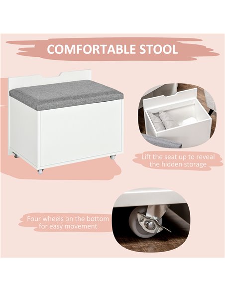 HOMCOM Dressing Table with Flip-up Mirror and Storage Stool, Vanity Table with Drawer and Hidden Compartments for Bedroom, Livin - pic 55607 | FastDaddyshop