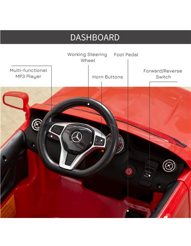 HOMCOM Compatible for 6V Kids Ride On Car Mercedes Benz GLA Licensed Toy toddler with Music Remote Control Rechargeable Headligh