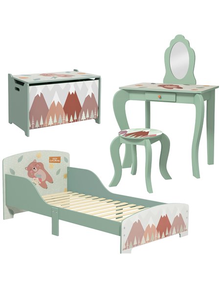 ZONEKIZ Kids Bedroom Furniture Set for Ages 3-6 Years, Green 313-P008 - pic 55611 | FastDaddyshop