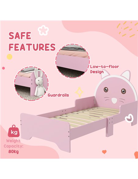 ZONEKIZ Wooden Children's Bedroom Set with Dressing Table, Stool, Bed, Cat Motif for Ages 3-6, Multicolour 313-P014 - pic 55633 | FastDaddyshop