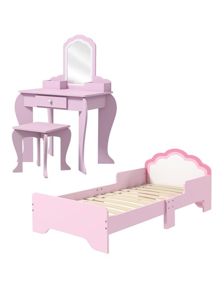 ZONEKIZ Cloud-Design Wooden Bedroom Furniture Set for Kids, 3-6 Years, Pink 313-P015 - pic 55638 | FastDaddyshop