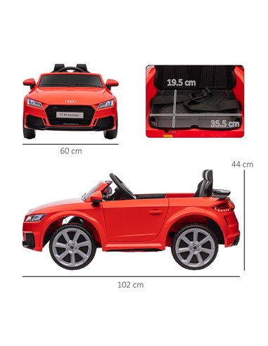 HOMCOM Compatible for 12V Rechargeable Battery Ride On Car w/ Remote Forward Reverse Lights Horn MP3 Player Red w/ Seat Belt Aud