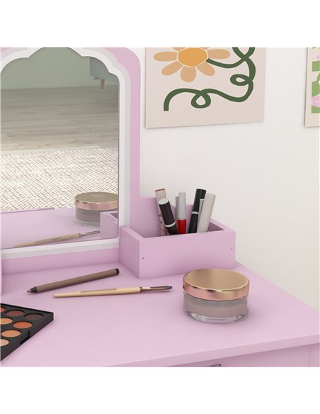 ZONEKIZ Cloud-Design Wooden Bedroom Furniture Set for Kids, Includes Dressing Table, Stool, Bed, 3-6 Years 313-P015 - pic 55646 | FastDaddyshop