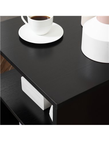 HOMCOM S-Shape Coffee Table, 2-Tier Storage Shelves, Versatile Organizer for Home Office, Black 833-137BK