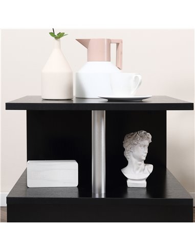 HOMCOM S-Shape Coffee Table, 2-Tier Storage Shelves, Versatile Organizer for Home Office, Black 833-137BK
