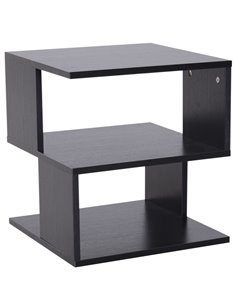 HOMCOM Contemporary Square Coffee Table with 2 Tier Storage Shelves, Black 833-619BK