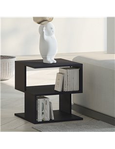 HOMCOM Contemporary Square Coffee Table with 2 Tier Storage Shelves, Black 833-619BK 2